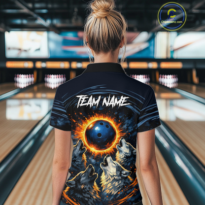 Wolf Bowling Jersey for Women Polo & 1/4 Zip Custom Wolf Bowling Team Shirts Bowling League HNT205