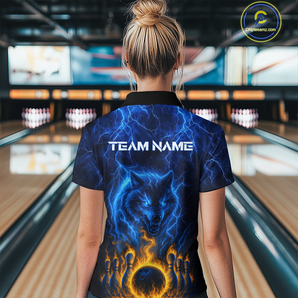 Lightning Wolf Bowling Shirts for Team Women Men Custom Wolf Bowling Jerseys Flame MBL200