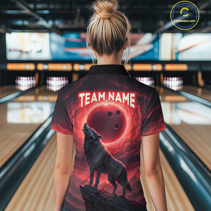 Wolf Bowling Shirts for Team Women Men Custom Bowling Jersey Bowl Polo&1/4 Zip MBL238