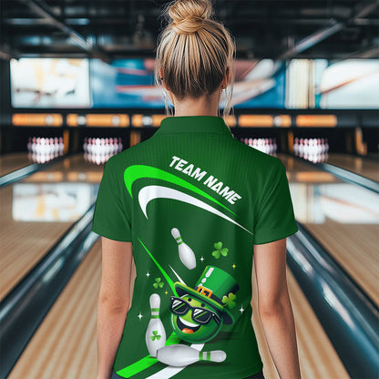 Custom Green St Patrick Day Bowling Shirt Lucky Funny Polo Bowling Jersey QZT623