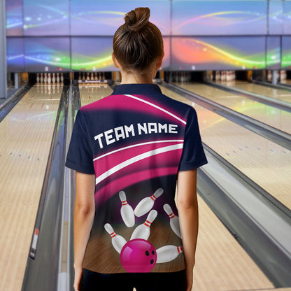 Custom Pink Bowling Jersey Bowling Team Shirts For Women Bowling League Polo & 1/4 Zip HNT163