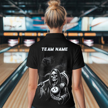 Load image into Gallery viewer, Custom Bowling Shirt Skull Bowling 1/4 Zip Shirt for Women Bowling Team League QZT299