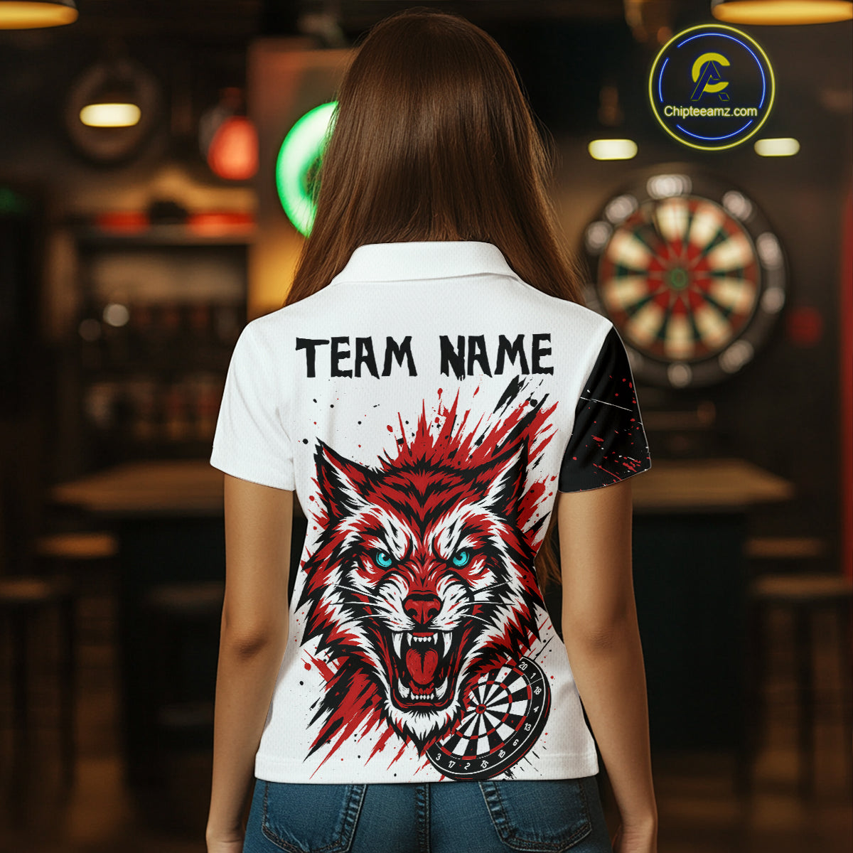 Colorful Splashed Tiger & Dartboard Women's Darts Shirt - Custom Name For Darts Jersey NYN0427