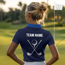 Load image into Gallery viewer, Blue Pattern Women Golf polo shirts custom Team name golf outfit for ladies, unique golf gifts NQS9874