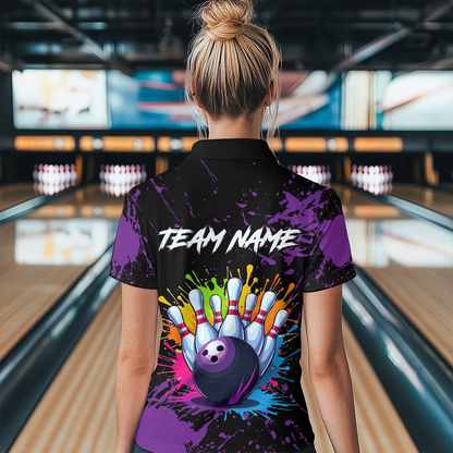 Custom Purple Watercolor Bowling Shirts for Men Women Team Funny Bowling Jersey MBL45