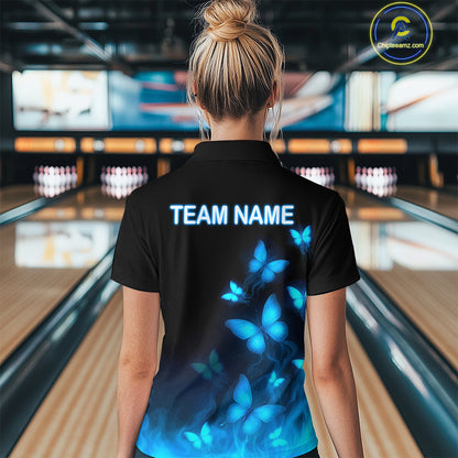 Blue Butterflies Bowling Shirts Women Men Team Custom Bowling Jerseys for Bowlers MBL138