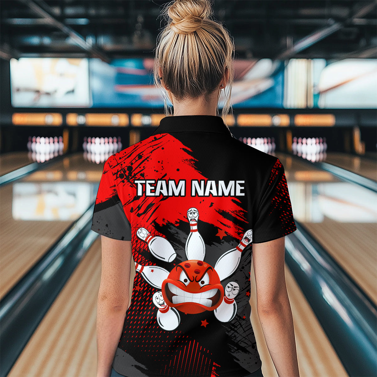 Red Bowling Shirt Custom Bowling Jersey Men Women Team Bowling Polo 1/4 Zip Shirt MBL56