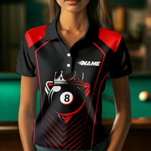 Load image into Gallery viewer, Customized Red 8 Ball Pool Crown Women's Billiard Shirts, Billiard Team Shirts Polo &amp; 1/4 Zip Shirts NNT37