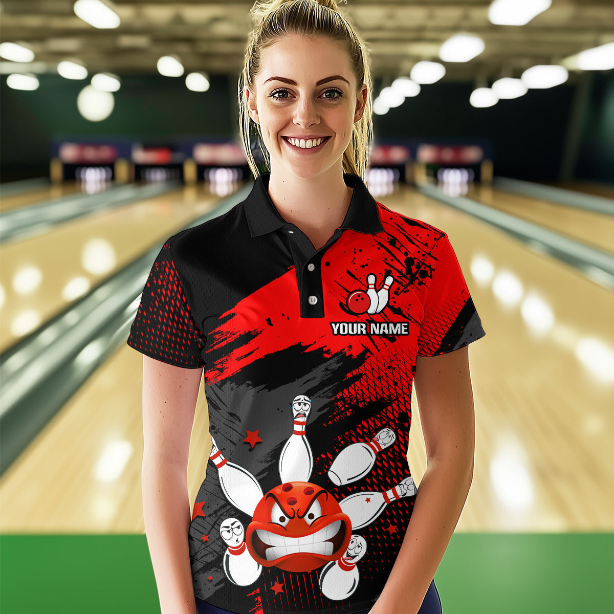 Red Bowling Shirt Custom Bowling Jersey Men Women Team Bowling Polo 1/4 Zip Shirt MBL56