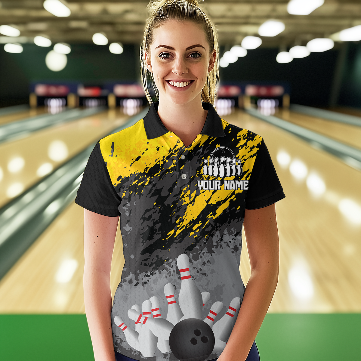 Custom Yellow Bowling Shirt forMen Women Team Bowling Jersey Bowling Polo & 1/4 Zip Shirt MBL40