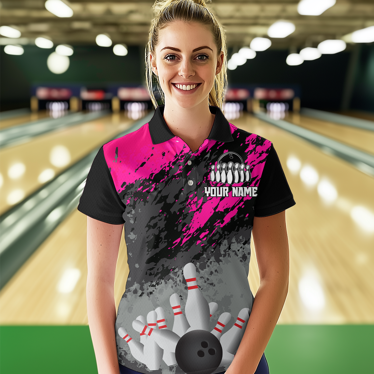 Custom Pink Bowling Shirt forMen Women Team Bowling Jersey Bowling Polo & 1/4 Zip Shirt MBL40