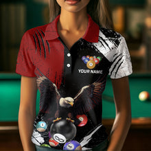 Load image into Gallery viewer, Eagle Custom Red Billiard Team Shirts For Women Bowling League Polo &amp; 1/4 Zip Shirt NNT20
