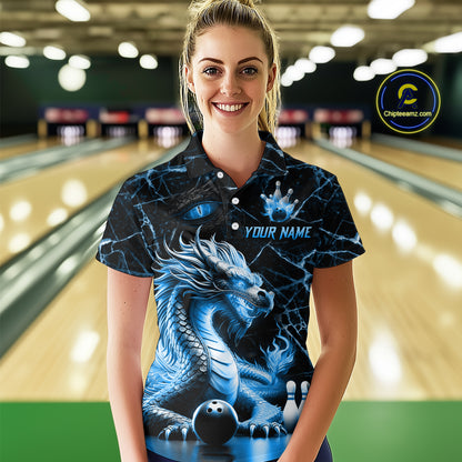 Ice Dragon Bowling Shirt Custom Bowling Team League Polo Bowling Jersey Bowlers Gift QZT692