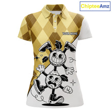 Load image into Gallery viewer, Funny Golf Ball Pattern Argyle Womens Golf Polo Shirts Custom Golf Outfits Ladies, Green Golf Tops NHT786
