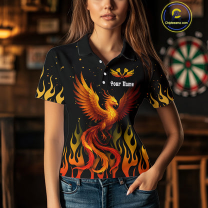 Men’s Darts Team Shirt - Rust Phoenix And Flame Pattern | Custom Name Option NYN0304