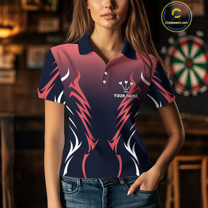 Women’s Custom Dart Shirt, Red-To-Black Color With Lightning Dartboard Dart Jersey NYN0247