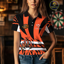 Load image into Gallery viewer, Fierce Tiger &amp; Claws Dartboard Women's Orange Darts Shirt - Custom Name For Players NYN0479