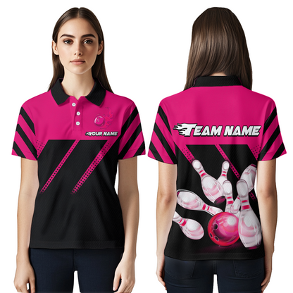 Pink Bowling Shirt Custom Bowling Jersey for Men Women Bowling Polo&1/4 Zip Shirts MBL51