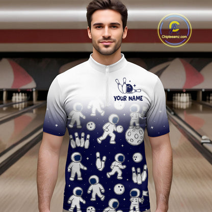 Astronaut Bowling Shirts for Men Women Team Bowling Polo & Quarter Zip Shirts MBL153