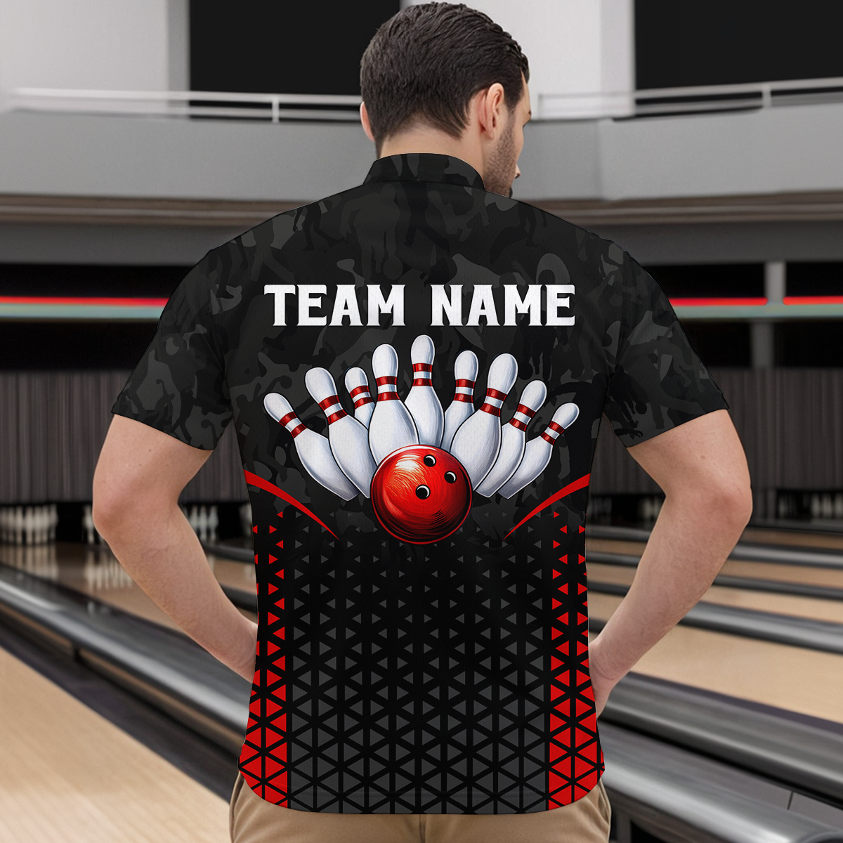 Bowling Shirt for Men 3D Custom Name Bowling Jersey Shirts Team Bowling League Polo & Quarter-Zip HNT15