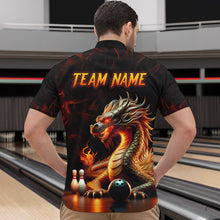 Load image into Gallery viewer, Orange &amp; Black Flame Dragon Bowling Ball Pins Custom Bowling Quarter-Zip Shirt Bowling Team Jersey QZT667