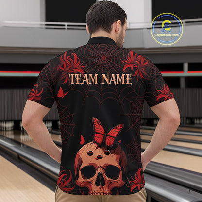 Skull Halloween Team Shirt Custom Horror Bowling Jersey for Men Bowling League Bowling Outfit QZT734