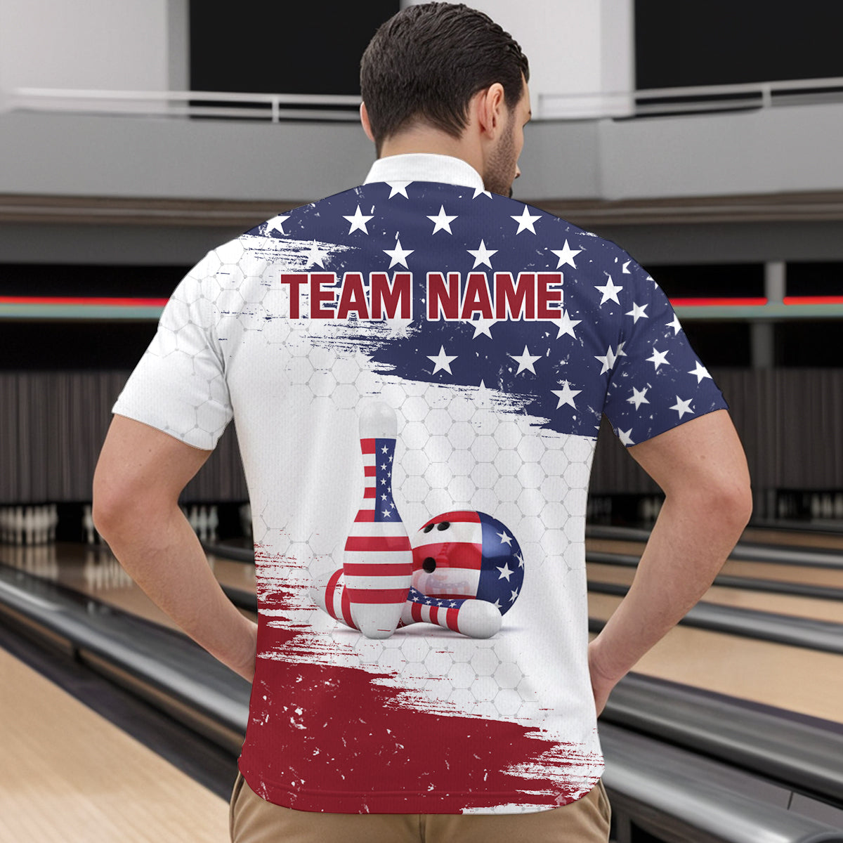American Flag Bowling Quarter-Zip Shirt Custom Bowling Jersey for Men Bowling Team League QZT52