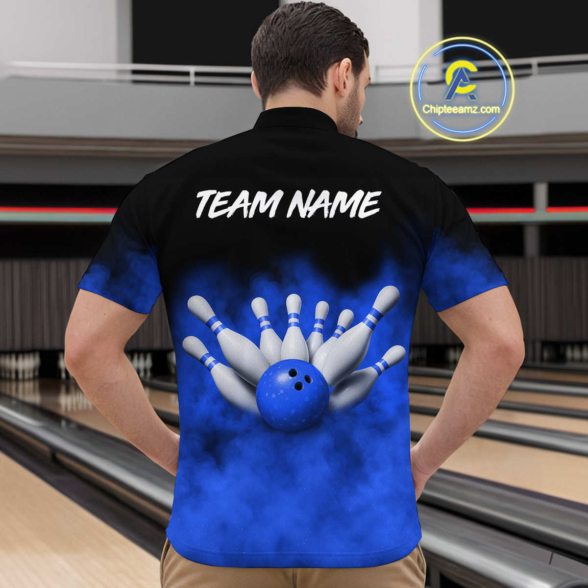 Blue Smoke Bowling Shirts for Men Women Team Personalized Bowling Polo and Quarter Zip MBL130