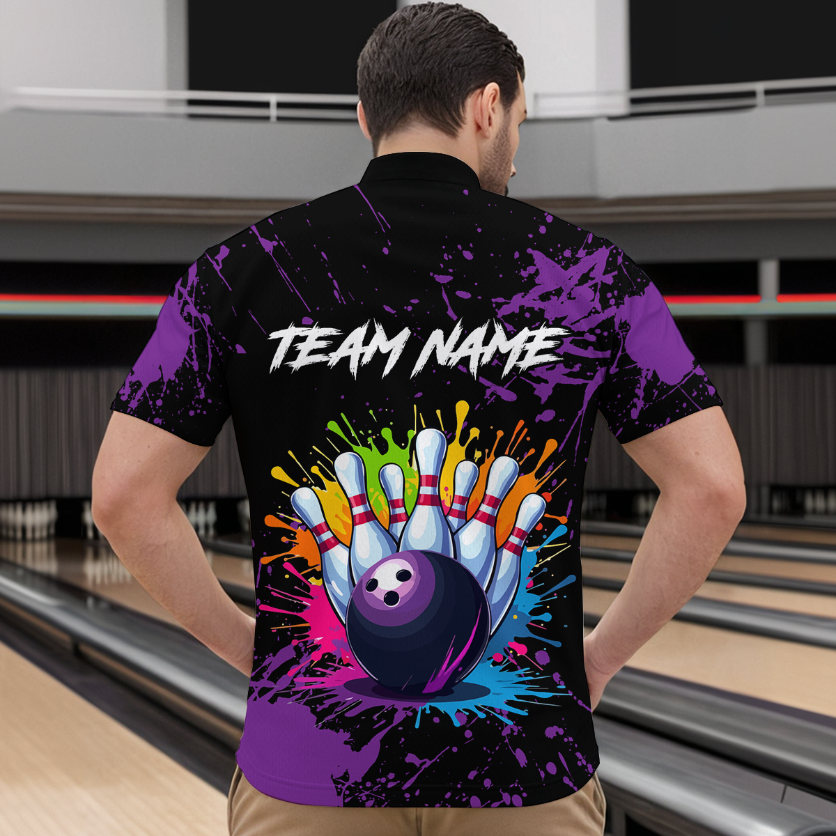 Custom Purple Watercolor Bowling Shirts for Men Women Team Funny Bowling Jersey MBL45
