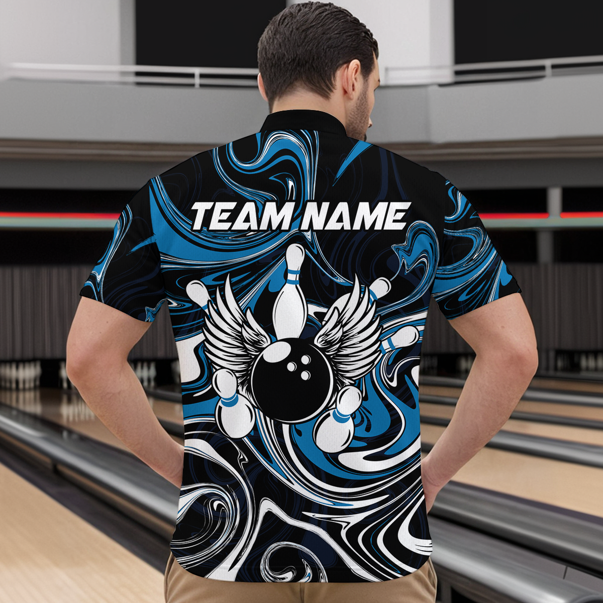 Personalized Bowling Shirt for Men and Women Bowling Team Jersey Blue 1/4 Zip Shirt QZT601
