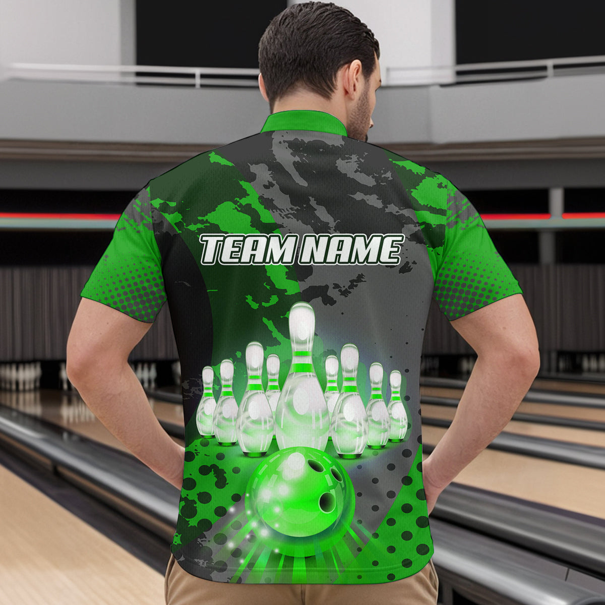 Fire Bowling Shirt Custom Green Bowling Jersey for Men Women with Team Name MBL63