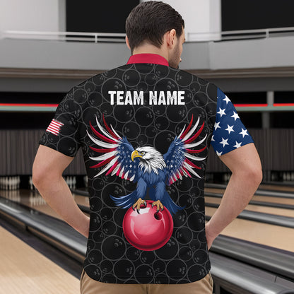 Custom American Bowling 1/4 Zip Shirt for Men & Women Eagle Bowling Jersey Team League Black BDT548