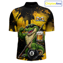 Load image into Gallery viewer, Custom Beer Alligator 8 Ball Pool Shirts Billiard Shirt for Men Billiard Team Jersey Billiard League NNT182