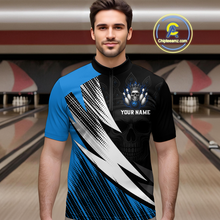 Load image into Gallery viewer, Blue Skull Crown Bowling Custom Men Bowling Shirt Polo &amp; Quarter-Zip Bowling Team Jerseys HNT65