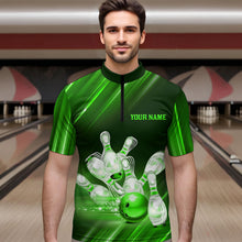 Load image into Gallery viewer, Custom Green Bowling Jersey for Men Bowling Team Shirts Bowling Uniform Polo &amp; 1/4 Zip HNT162