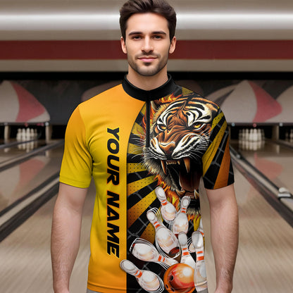 Yellow Tiger Bowling Custom Men Bowling Polo & Quarter-Zip Bowling Team Jerseys HNT44