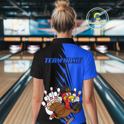 Blue Turkey Bowling Shirts for Women Men Team Custom Bowling Jerseys Thanksgiving MBL180