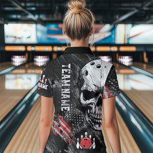 Load image into Gallery viewer, Custom Bowling Shirt for Women Skull Bowling Jersey Bowling Team League Quarter-Zip Shirt QZT47-3