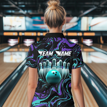 Load image into Gallery viewer, Purple Bowling Custom Women Bowling Shirt Polo &amp; Quarter-Zip Bowling Team Jerseys HNT48