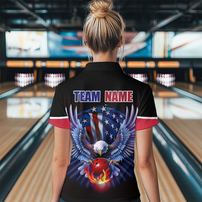 American Bowling Quarter-Zip Shirt For Men & Women Custom Eagle Bowling Team Jersey Black BDT539
