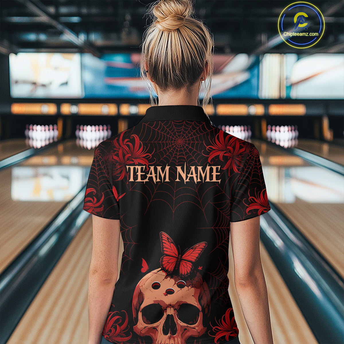 Skull Halloween Team Shirt Custom Horror Bowling Jersey for Women Bowling League Bowling Outfit QZT734