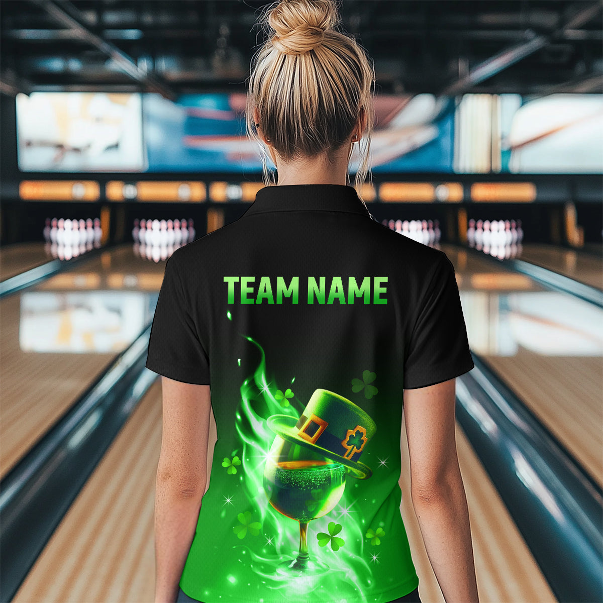 Custom Bowling Shirt Unisex Green Shamrock Lucky Clover Quarter-Zip Bowling Jersey QZT624