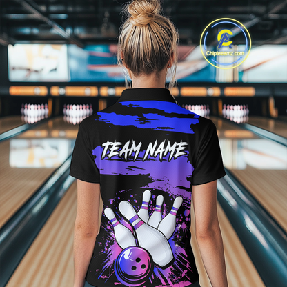 Purple Bowling Shirts Custom for Women Men Team Bowling Polo and 1/4 Zip Shirts MBL116