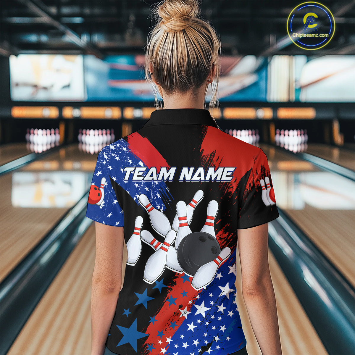 American Flag Bowling Shirt Personalized Patriotic Quarter-Zip Bowling Team League Gift for Bowlers QZT691