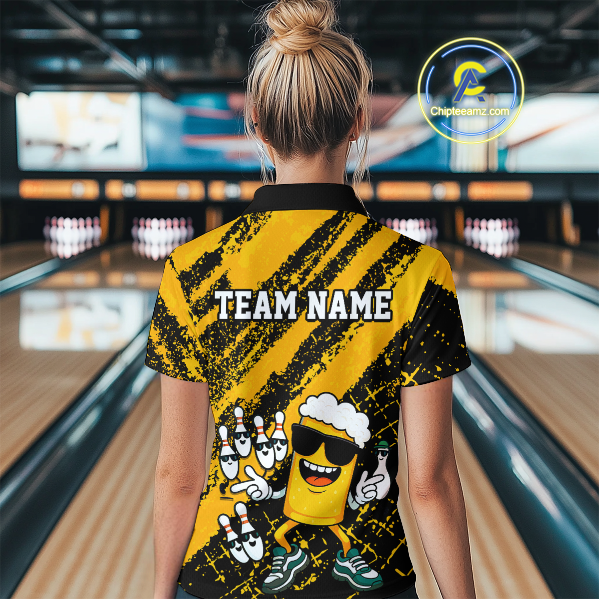 Custom Funny Beer Bowling Shirt Team Bowling League Jersey for Women Polo & 1/4-Zip QZT759