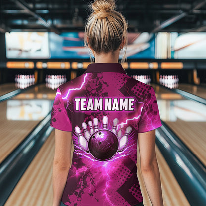 Thunder Lightning Bowling Shirt Pink Bowling Jersey Men Women Team Bowling Shirts MBL64