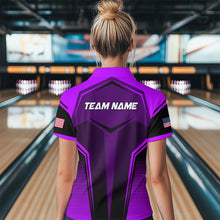 Load image into Gallery viewer, Custom Purple Bowling Jersey for Women Bowling Team Shirts Bowling Uniform Polo &amp; 1/4 Zip HNT158