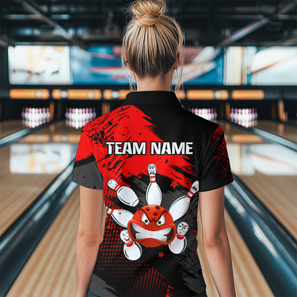Red Bowling Shirt Custom Bowling Jersey Men Women Team Bowling Polo 1/4 Zip Shirt MBL56