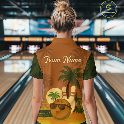 Summer Bowling Shirt for Men and Women Bowling Team League Quarter-Zip Gift for Bowlers QZT698