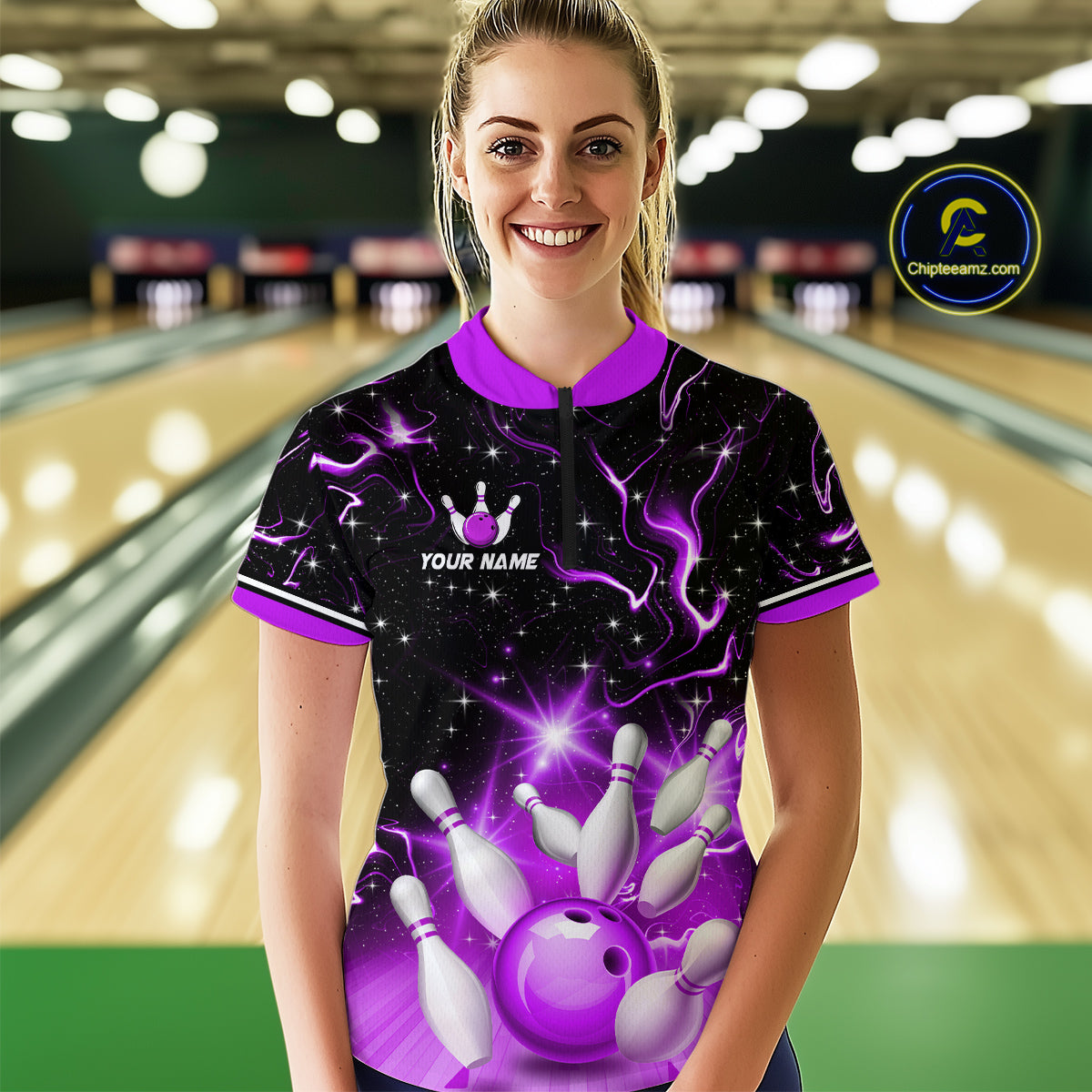 Purple Dragon Flaming Bowling Shirt for Men and Women Custom Bowling Jersey for Team MBL87